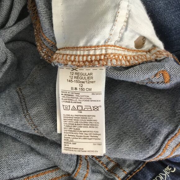 Gap Kids Jeans Dark Wash Adjustable Waist Super Skinny Stretchy Girls Size 12 - Picture 8 of 10